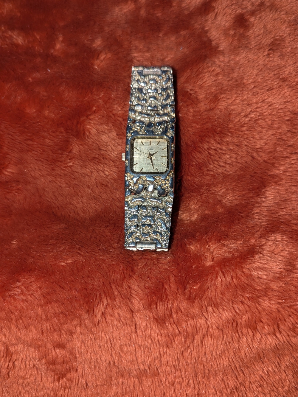 Gold Tone Women's Textured Bracelet Watch